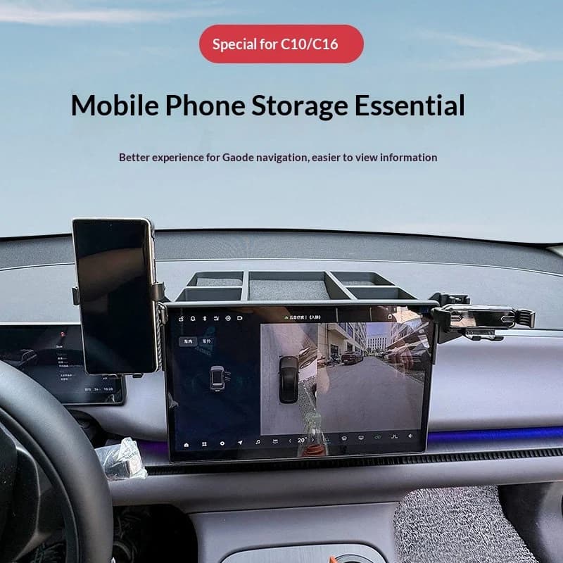 For Leapmotor C10 C16 Custom Fit Center Console Screen Storage Organizer Tissue Tray Base Car Phone Holder