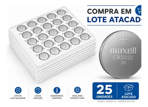 25 Unidades Bateria Pilha Cr2032 Maxcell Embalagem Industria