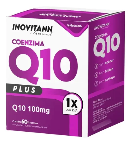 Coenzima Q10 Inovitann Coq10 Ubiquinona 60 Cápsulas Suplemento Natural Sem Glúten Adultos Sem Sabor