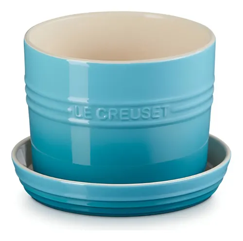 Vaso Para Ervas Bandeja Le Creuset Cerâmica 14cm Azul Caribe