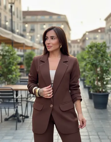 Blazer Feminino Alongado Alfaiataria Premium Estilo Europeu Marrom P